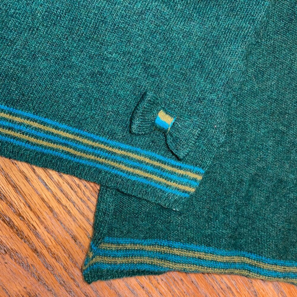 J CREW lambswool ? dk green knit scarf 72x11/no flaws - Picture 4 of 4